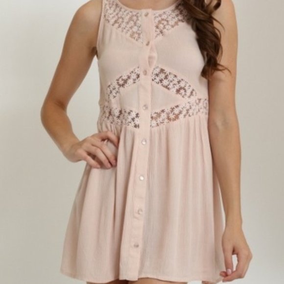 Boutique Dresses & Skirts - Pink Lace Detail Mini Dress